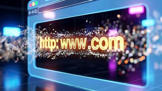 Digital Network Data Flowing Through Web Browser Window