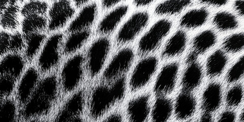 A detailed close-up of an ocelot's distinctive fur pattern, showcasing its intricate spotted design. The contrasting black and white pattern create a captivating visual texture. 