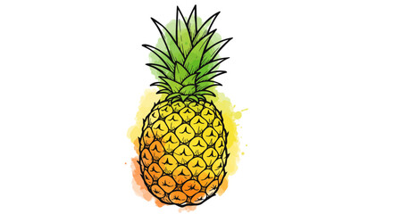 Obraz premium Illustration of a pineapple with green leaves and yellow body color