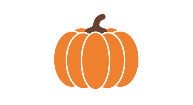 Illustration of a vibrant orange pumpkin with a brown stem on white background