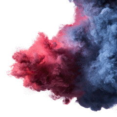 Abstract cloud-like shapes of vibrant pink and blue smoke against a black background