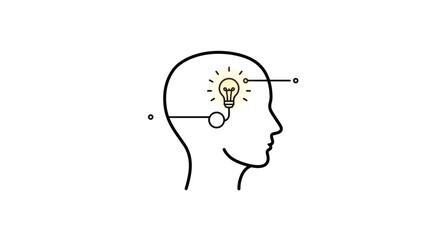 Illustration of a head outline with a lightbulb inside the head area
