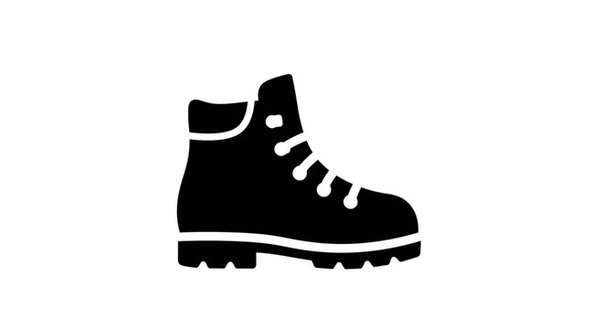 Illustration of a black hiking boot with laces on a white background