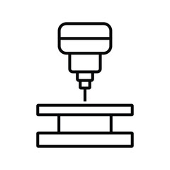 Minimalist Illustration of a Drill Press Machine and Workpiece Setup