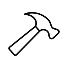 Simple Black and White Outline of a Classic Hammer Tool for Construction