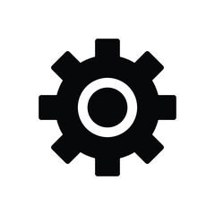 Black and White Gear Icon for Technology and Engineering Concepts