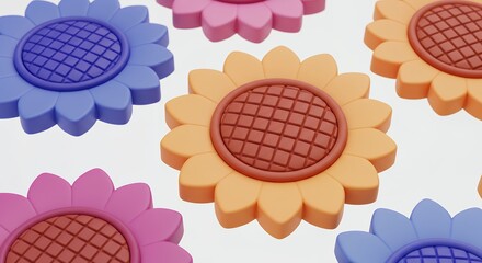 Colorful decorative sunflower shapes