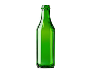 Tall Empty Green Glass Bottle with Smooth Neck and Minimalist Form, Front View, Isolated on Transparent Background PNG