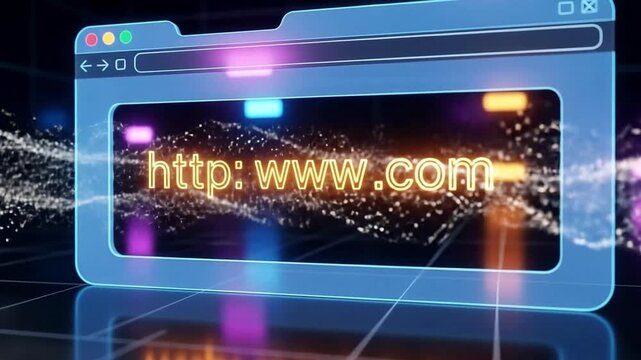 Digital Browser Window Displaying Website Address with Data Stream