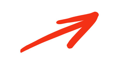 Hand-Drawn Red Arrow Icon – Upward Marker for Business and Education Design