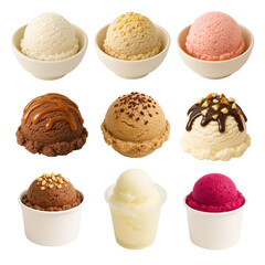 set of ice cream, isolated white background