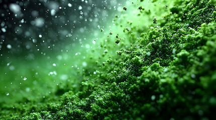 Vibrant Green Powder Explosion, Abstract Texture