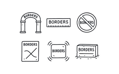 Fototapeta premium borders checkpoint gateway arch, borders margin measuring ruler, borders no-entry signage icon, borders treaty line plot, borders perimeter sensor pad, borders division line carving