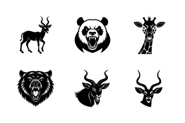 Animal Angry faces vector silhouette bear, dear 