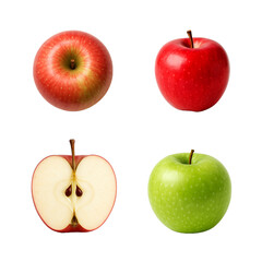 set of apples, isolated white background