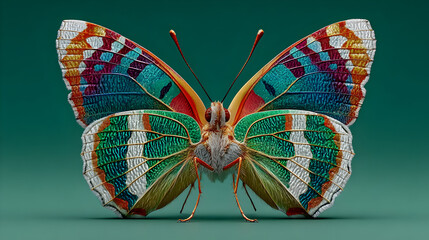 Vibrant Rainbow Butterfly: Detailed Wings Closeup