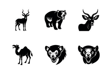 Angry faces vector silhouette 