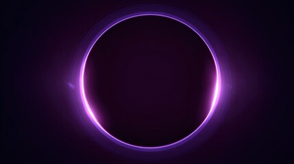 A dark purple circle, luminous ring, glows intensely against a black backdrop.  Faint lens flares add depth. The central area is dark and void