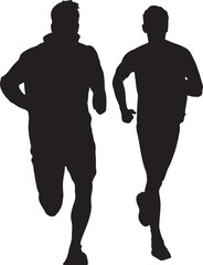 Dynamic silhouettes of male athletes running together, symbolizing health, competition, and the pursuit of physical excellence