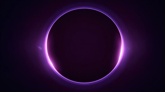 A dark purple circle, luminous ring, glows intensely against a black backdrop.  Faint lens flares add depth. The central area is dark and void