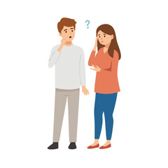 Fototapeta premium Simple vector illustration of a young couples thinking