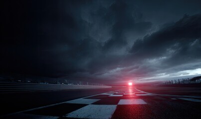 Racing track under a stormy sky
