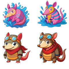 Naklejka premium A drawing of an armadillo vector illustration
