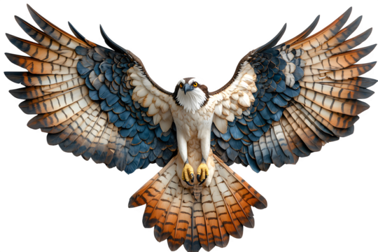 Osprey in flight isolated on white background