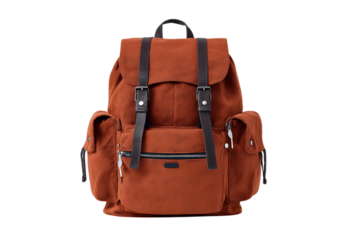 Stylish rust colored backpack with black accents.