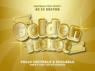 Golden ticket editable text style effect with a luxurious and elegant theme