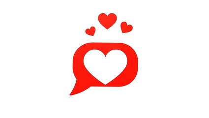 love chat icon, heart message icon, romantic emoji