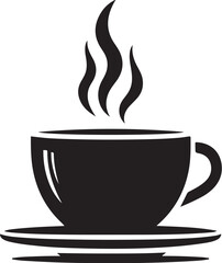 Steaming Coffee Cup Silhouette - Hot Beverage Vector Icon