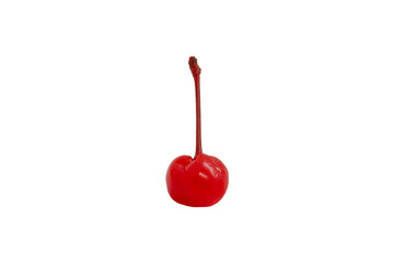 Single Maraschino Cherry on white background, png
