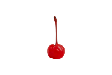 Single Maraschino Cherry on white background, png