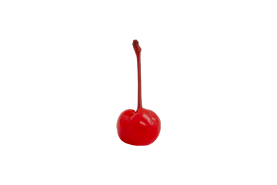 Single Maraschino Cherry on white background, png