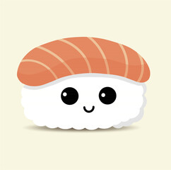 Adorable Cartoon-Style Sushi Characters with Smiling Faces