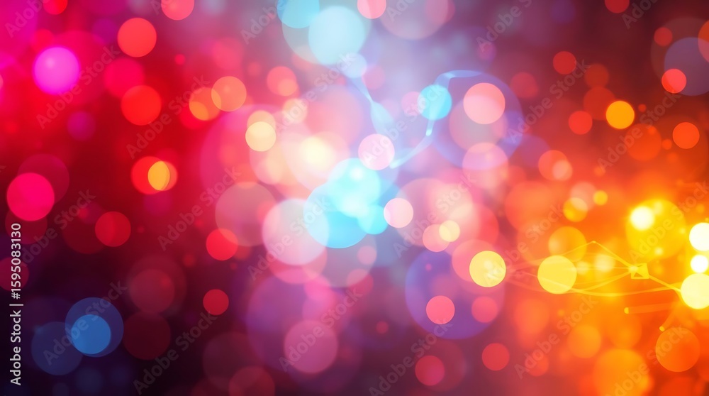 Poster vibrant and dynamic abstract bokeh background with multicolored circles creates a festive atmosphere