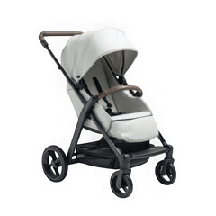 White baby stroller isolated on transparent background