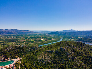 Fertile Neretva River Delta and coastal village of Blace, Croatia – lush green fields, Adriatic sea