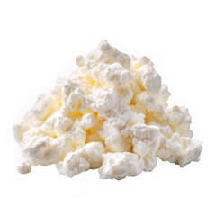 Pile of fresh cottage cheese isolated on transparent background