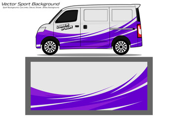 van wrap design for universal medium van, with a touch of Abstract simple racing Graphics in white, black and purple with background EPS 10