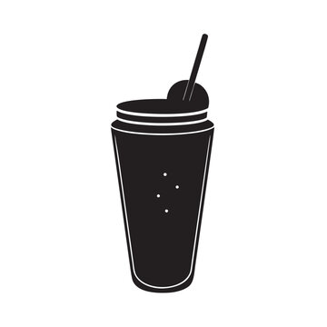 black milkshake with straw clip art preview