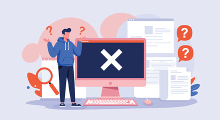 Person Facing Errors and Uncertainty While Using Computer