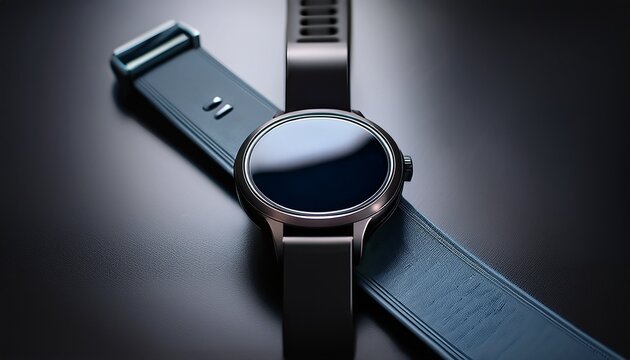 sleek smartwatch showcases minimalist design with dark band and clean interface for modern technology enthusiasts
