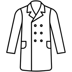 Naklejka premium Simple line art illustration of a doctor s lab coat with buttons isolated on white background