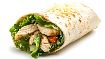 Grilled Chicken Wrap with Lettuce, Tomato, and Cheese