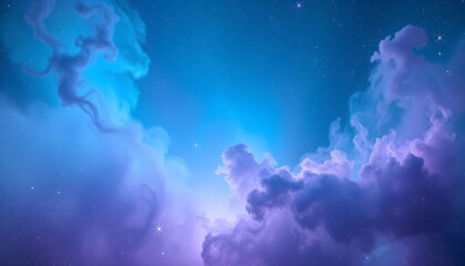 Fototapeta premium Abstract rendering of a celestial scene with fluffy, swirling clouds and stars.
