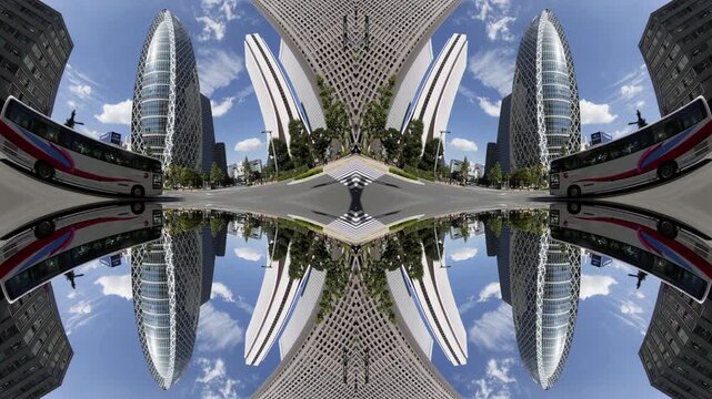 timelapse of tokyo city scene and skyline made into tiny planet