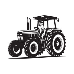 Obraz premium Black and White Vector Illustration of a Front Loader Construction Vehicle