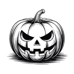 Spooky hand drawn jack o lantern halloween pumpkin illustration